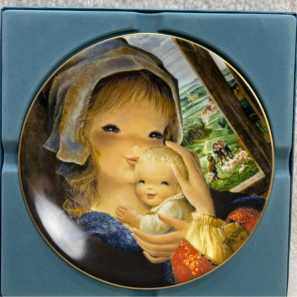 Schmid Jerrandie decor 10" plate "Pastoral Mother & Child" 1978 Juan Ferrandiz